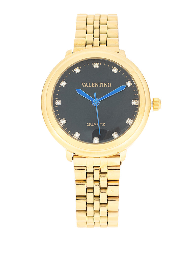 Valentino 20122428-BLACK DIAL Stainless Steel Strap Analog Watch for Women-Watch Portal Philippines