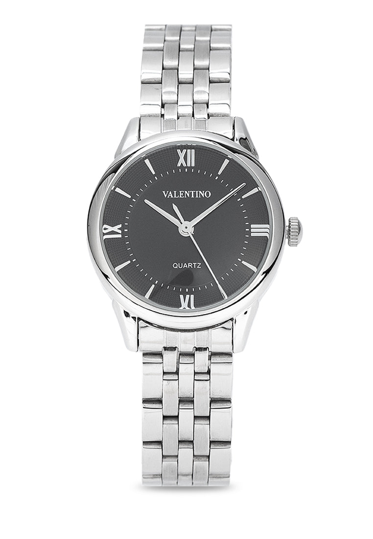 Valentino 20122442-BLACK DIAL Stainless Steel Strap Analog Watch for Women-Watch Portal Philippines
