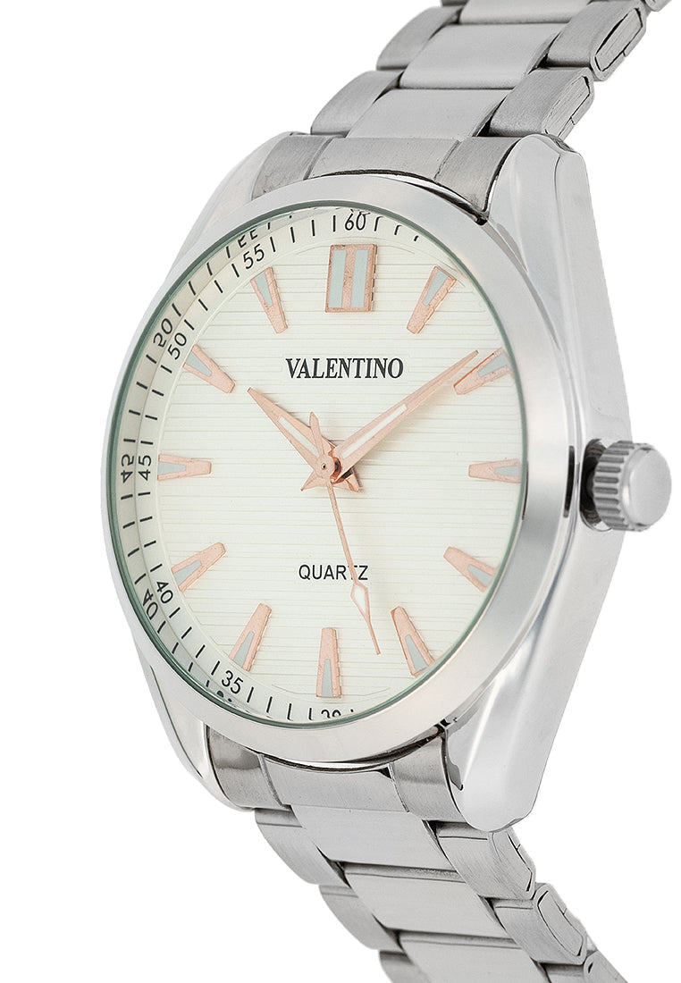 Valentino 20122458-WHITE DIAL - ROSE INDEX Stainless Steel Strap Analog Watch for Men-Watch Portal Philippines