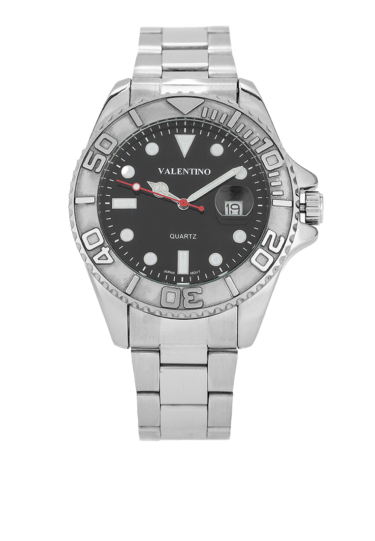 Valentino 20122465-BLACK DIAL Stainless Steel Strap Analog Watch for Men-Watch Portal Philippines
