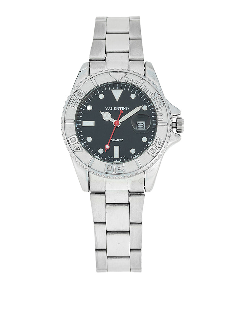 Valentino 20122466-BLACK DIAL Stainless Steel Strap Analog Watch for Women-Watch Portal Philippines