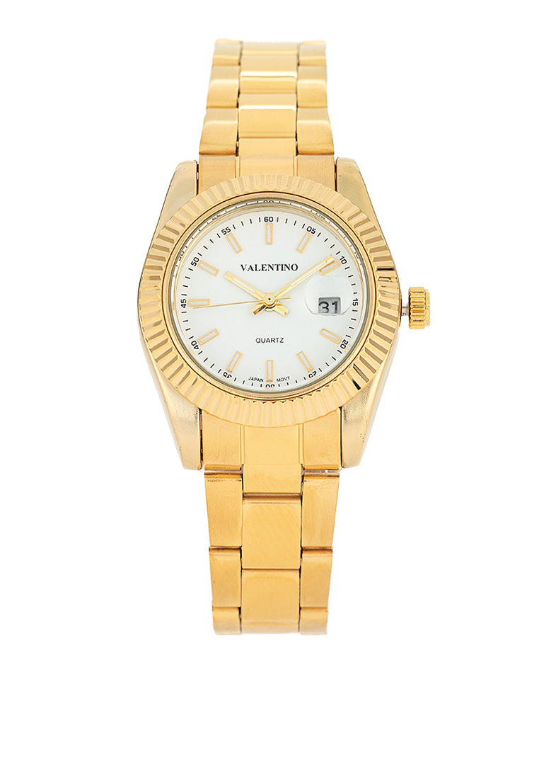 Valentino 20122467-GOLD - WHITE DIAL Stainless Steel Strap Analog Watch for Women-Watch Portal Philippines