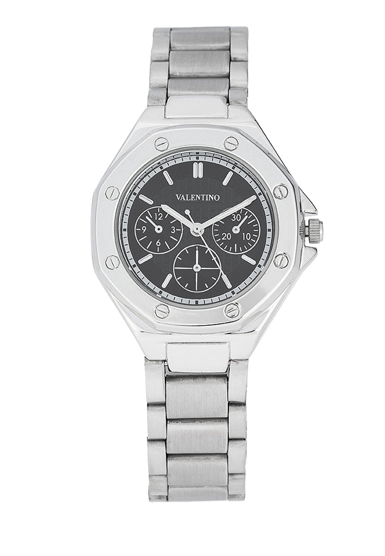 Valentino 20122472-BLACK DIAL Stainless Steel Strap Analog Watch for Women-Watch Portal Philippines