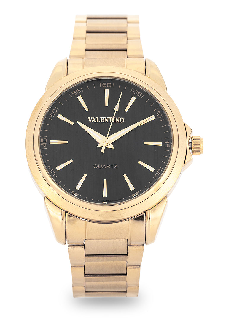 Valentino 20122503-GOLD-BLACK DIAL Analog Stainless Steel Strap Watch for Men-Watch Portal Philippines