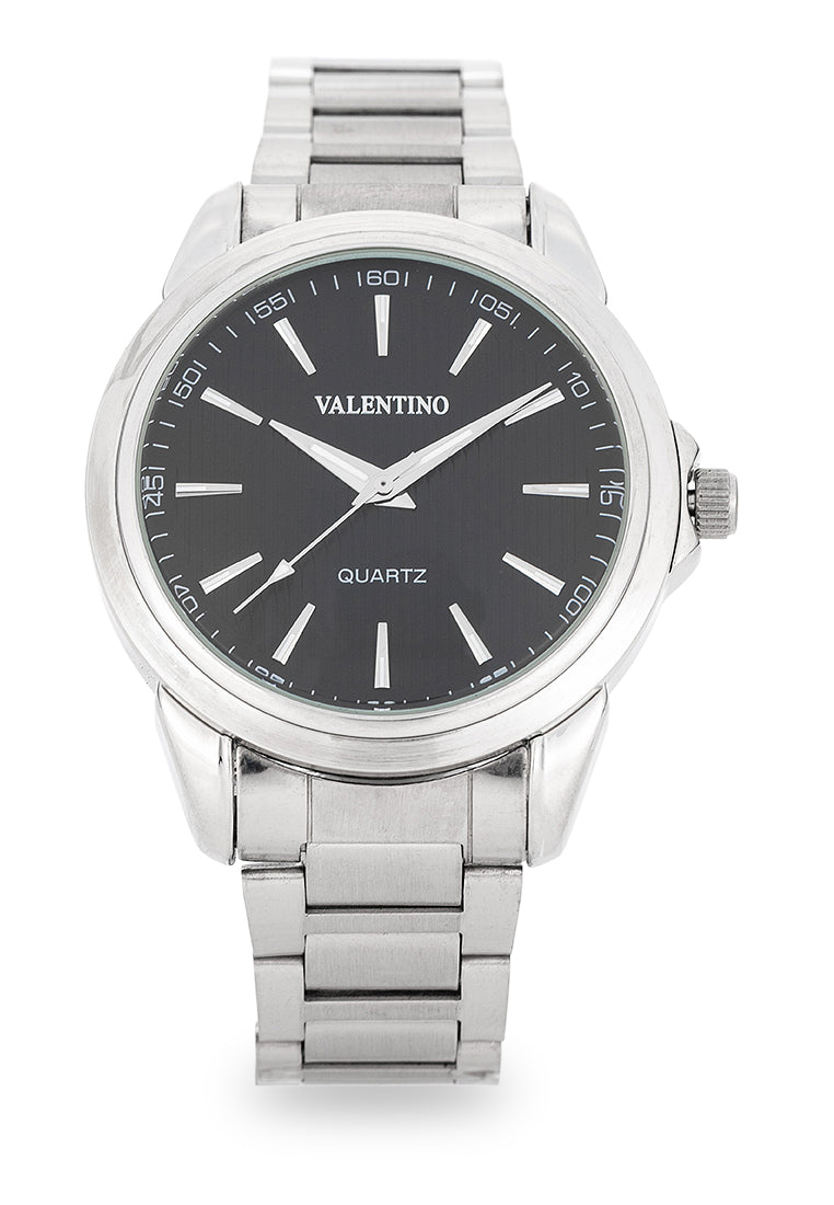Valentino 20122505-BLACK DIAL Analog Stainless Steel Strap Watch for Men-Watch Portal Philippines