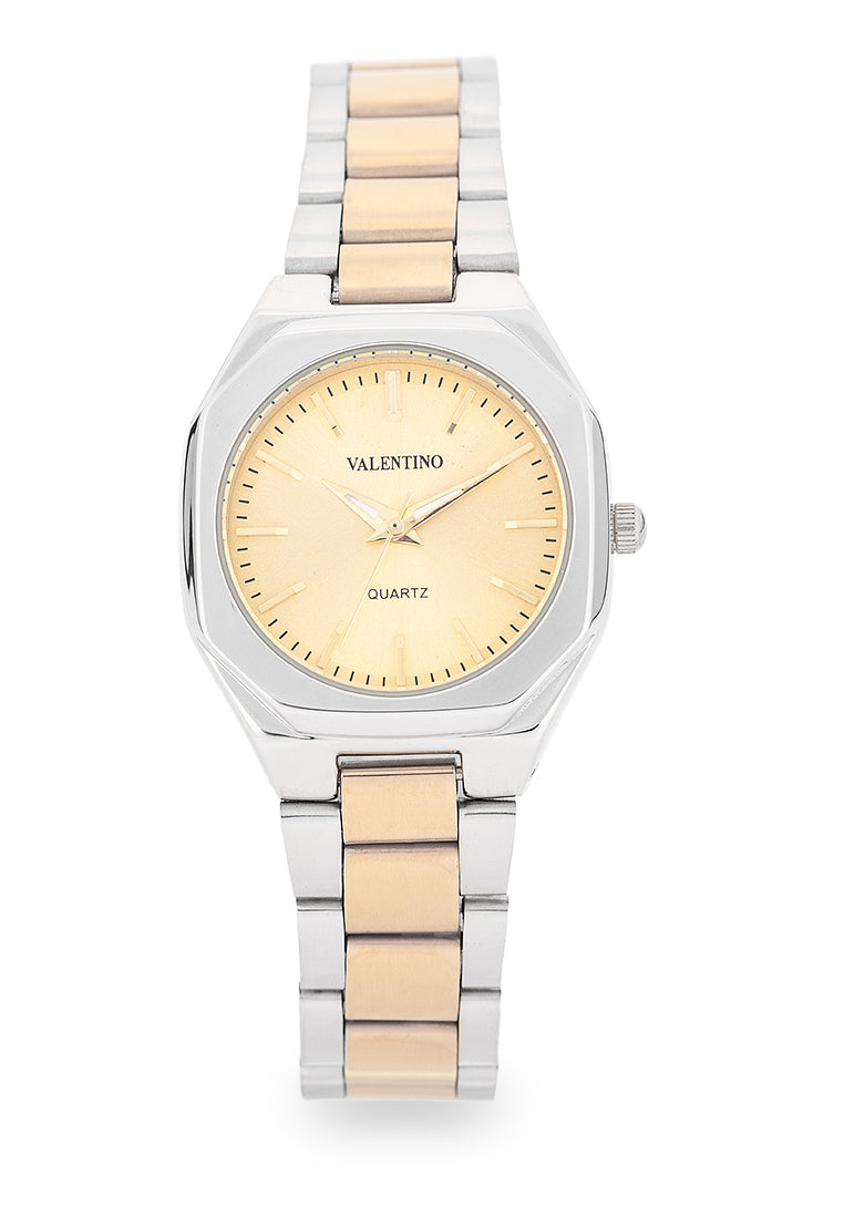 Valentino 20122520-TWO TONE-GOLD DIAL Analog Stainless Steel Strap Watch for Women-Watch Portal Philippines