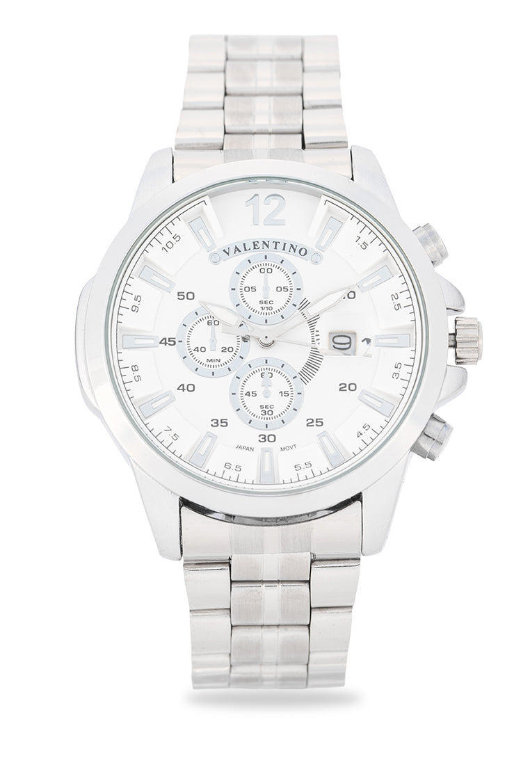 Valentino 20122544-WHITE DIAL Analog Stainless Steel Strap Watch for Men-Watch Portal Philippines