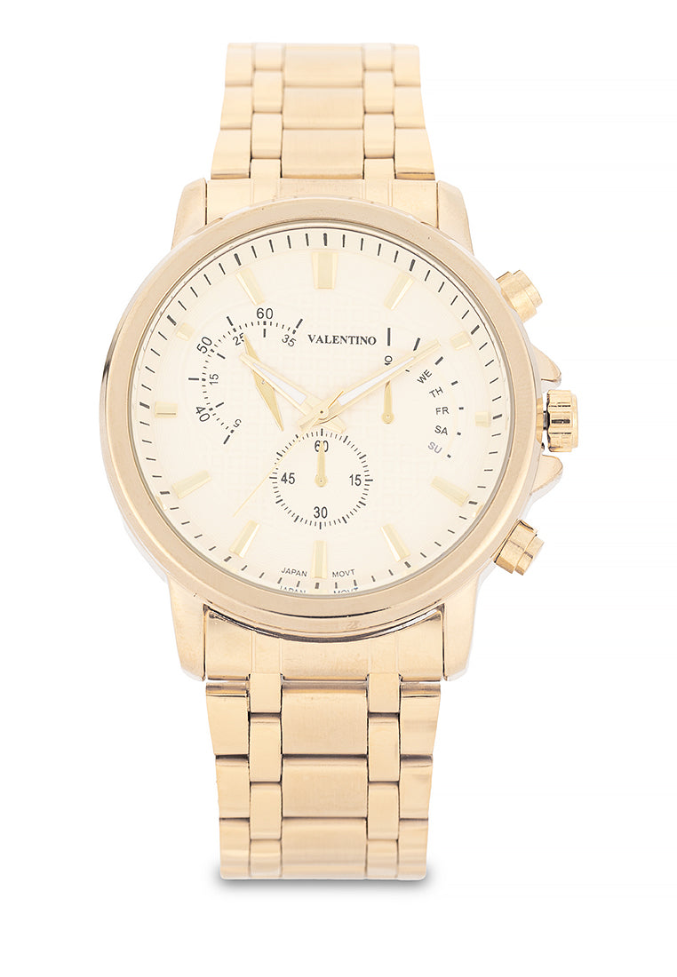 Valentino 20122555-GLD-GOLD DIAL Analog Stainless Steel Strap Watch for Men-Watch Portal Philippines