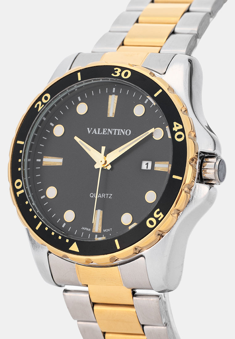 Valentino 20122571-TWO TONE-BLUE DIAL Analog Stainless Band Watch for Men-Watch Portal Philippines