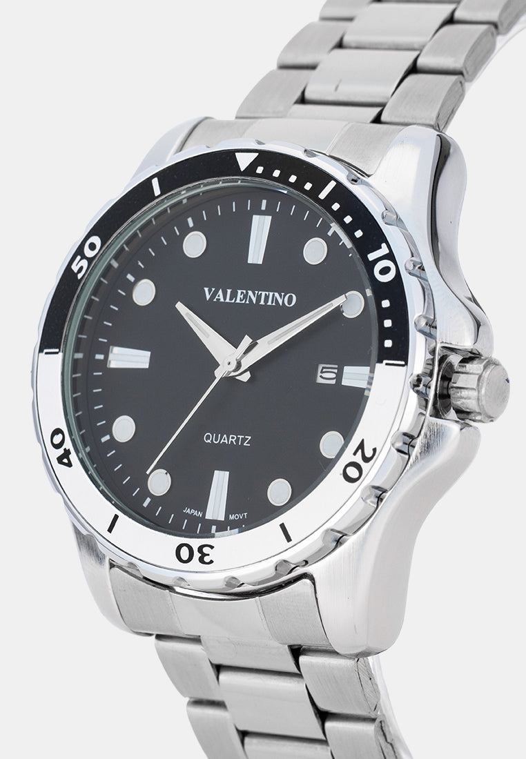 Valentino 20122572-BLACK DIAL Analog Stainless Band Watch for Men-Watch Portal Philippines