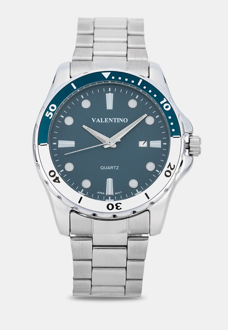 Valentino 20122572-BLUE DIAL Analog Stainless Band Watch for Men-Watch Portal Philippines