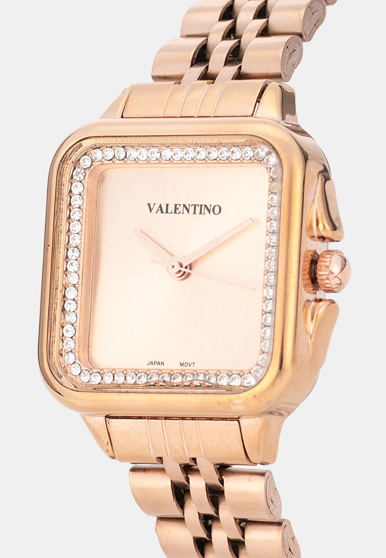 Valentino 20122574-ROSE-ROSE DIAL Analog Stainless Band Watch for Women-Watch Portal Philippines