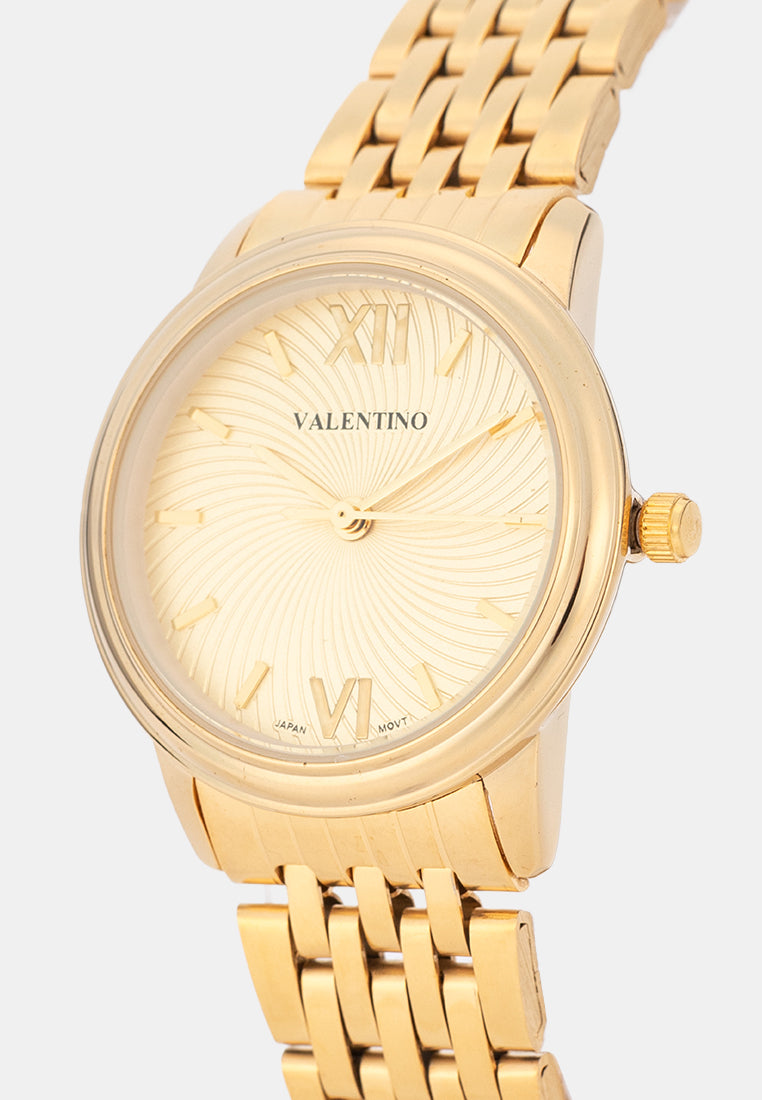 Valentino 20122576-GOLD-GOLD DIAL Analog Stainless Band Watch for Women-Watch Portal Philippines