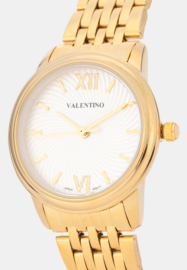 Valentino 20122576-GOLD-WHITE DIAL Analog Stainless Band Watch for Women-Watch Portal Philippines