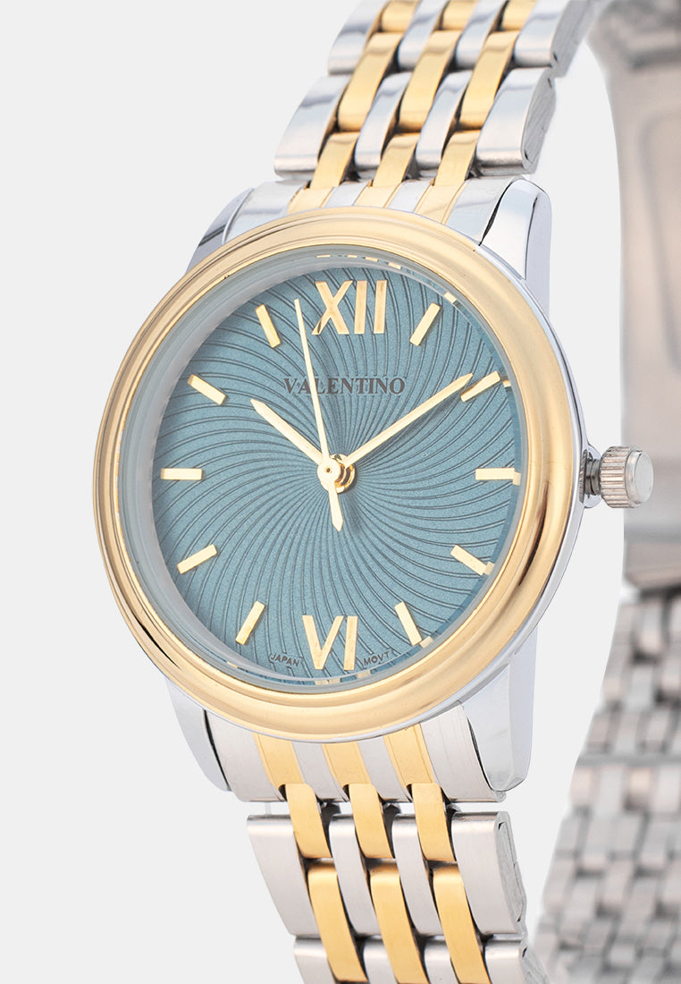 Valentino 20122576-TWO TONE-BLUE DIAL Analog Stainless Band Watch for Women-Watch Portal Philippines