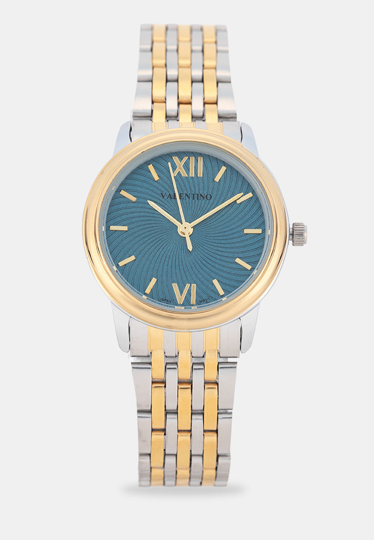 Valentino 20122576-TWO TONE-BLUE DIAL Analog Stainless Band Watch for Women-Watch Portal Philippines