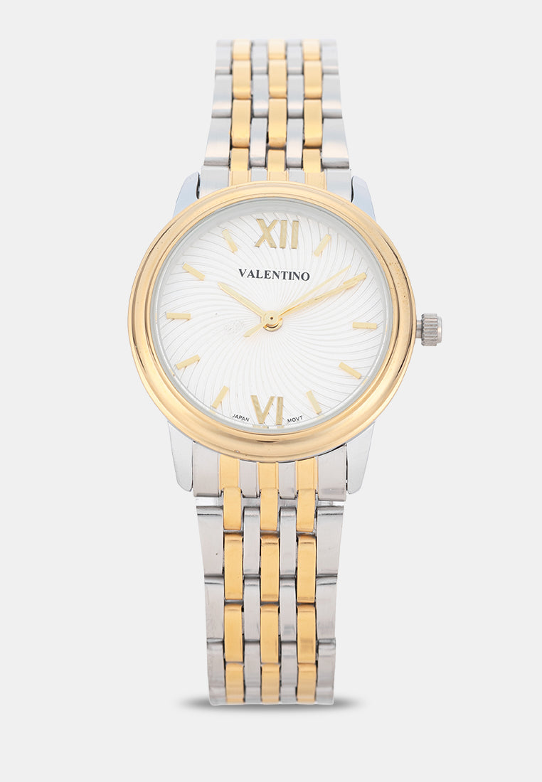 Valentino 20122576-TWO TONE-WHITE DIAL Analog Stainless Band Watch for Women-Watch Portal Philippines