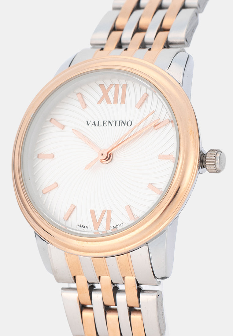 Valentino 20122577-TWO TONE-WHITE DIAL Analog Stainless Band Watch for Women-Watch Portal Philippines