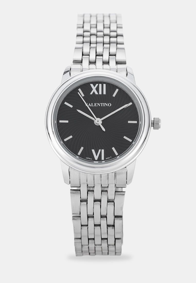 Valentino 20122578-BLACK DIAL Analog Stainless Band Watch for Women-Watch Portal Philippines