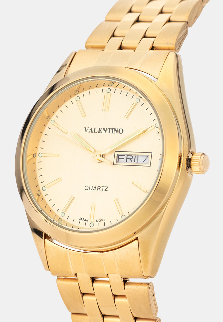 Valentino 20122579-GOLD-GOLD DIAL Analog Stainless Band Watch for Men-Watch Portal Philippines