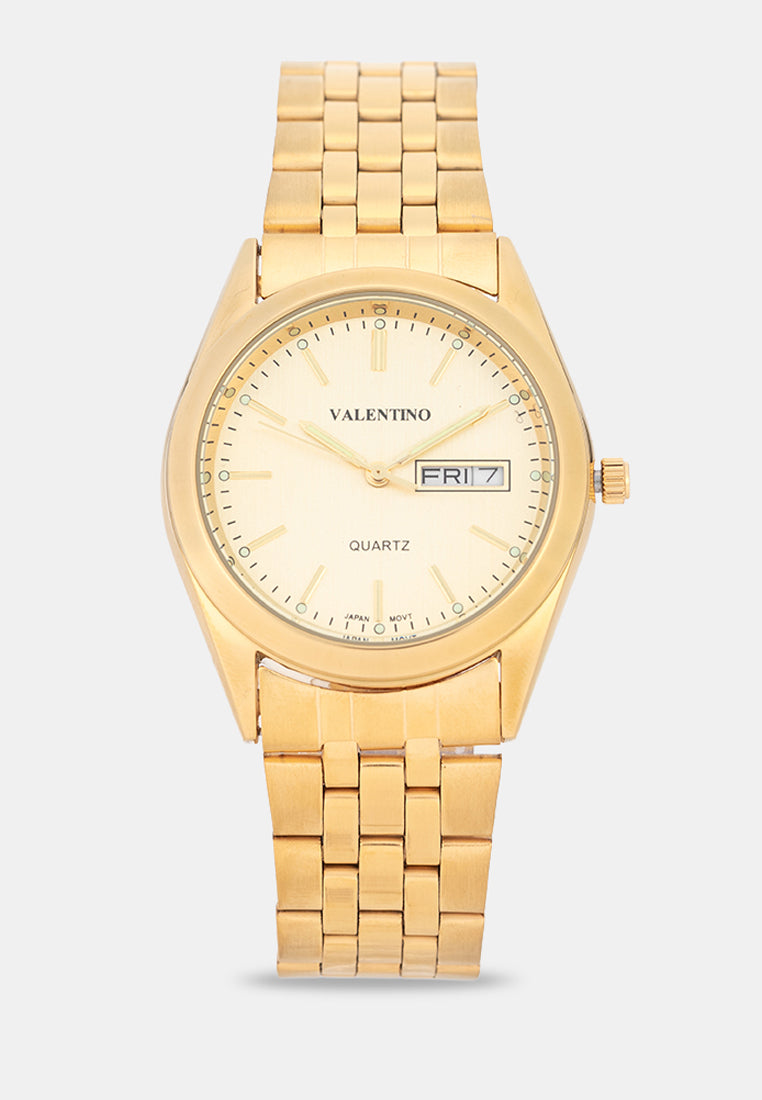 Valentino 20122579-GOLD-GOLD DIAL Analog Stainless Band Watch for Men-Watch Portal Philippines