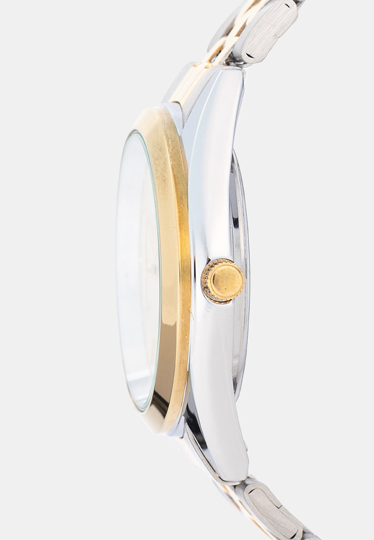 Valentino 20122579-TWO TONE-GOLD DIAL Analog Stainless Band Watch for Men-Watch Portal Philippines