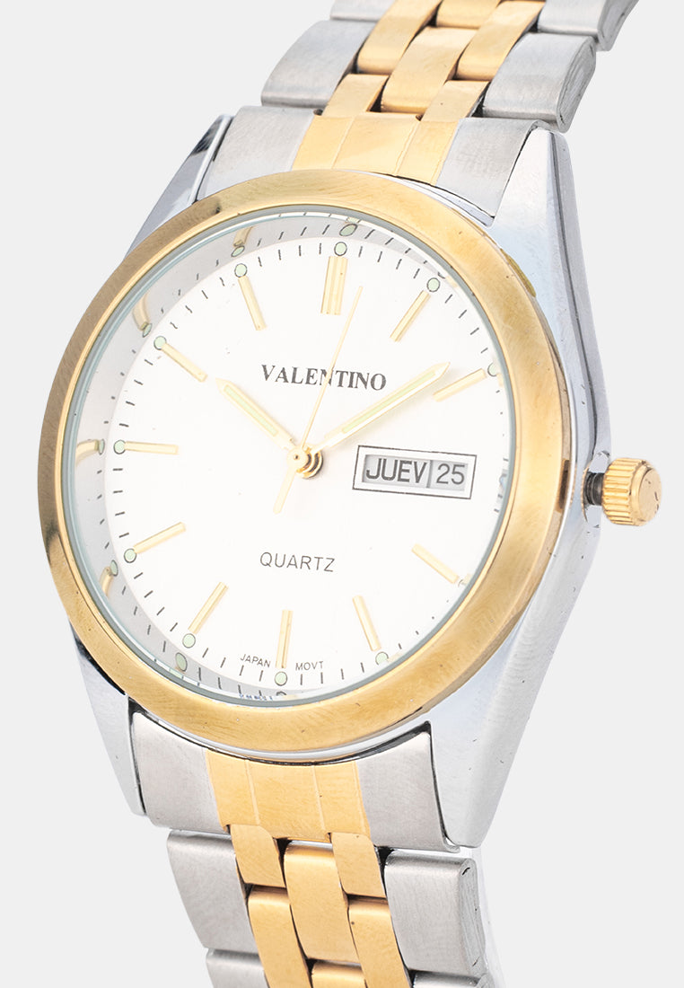 Valentino 20122579-TWO TONE-WHITE DIAL Analog Stainless Band Watch for Men-Watch Portal Philippines