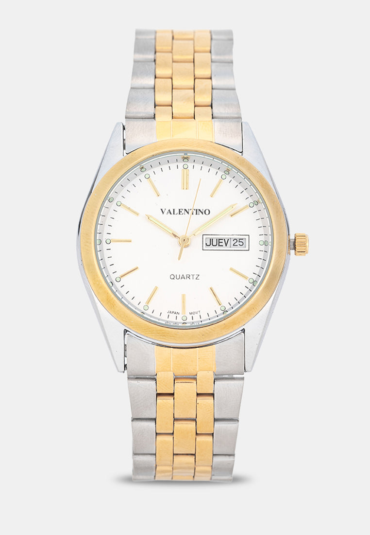 Valentino 20122579-TWO TONE-WHITE DIAL Analog Stainless Band Watch for Men-Watch Portal Philippines