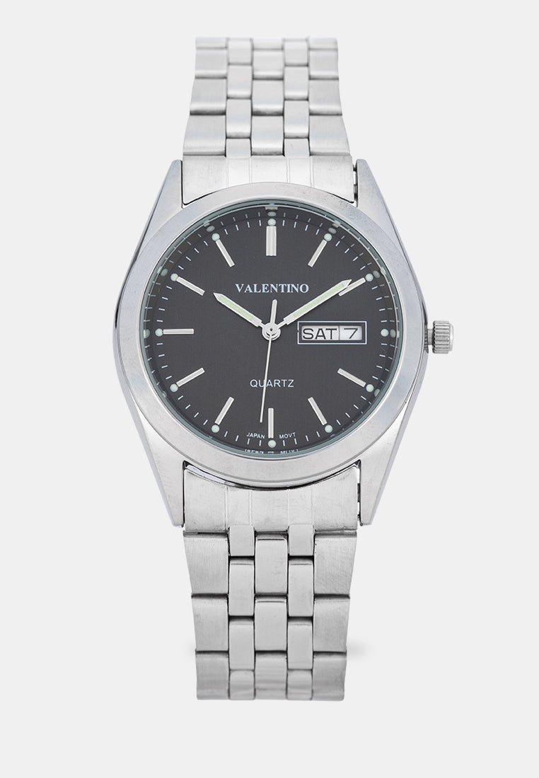 Valentino 20122580-BLACK DIAL Analog Stainless Band Watch for Men-Watch Portal Philippines
