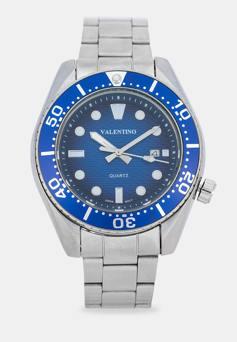 Valentino 20122581-BLUE DIAL Analog Stainless Band Watch for Men-Watch Portal Philippines