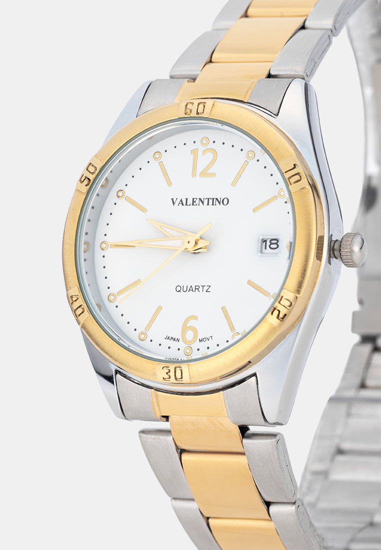 Valentino 20122582-TWO TONE-WHITE DIAL Analog Stainless Band Watch for Women-Watch Portal Philippines