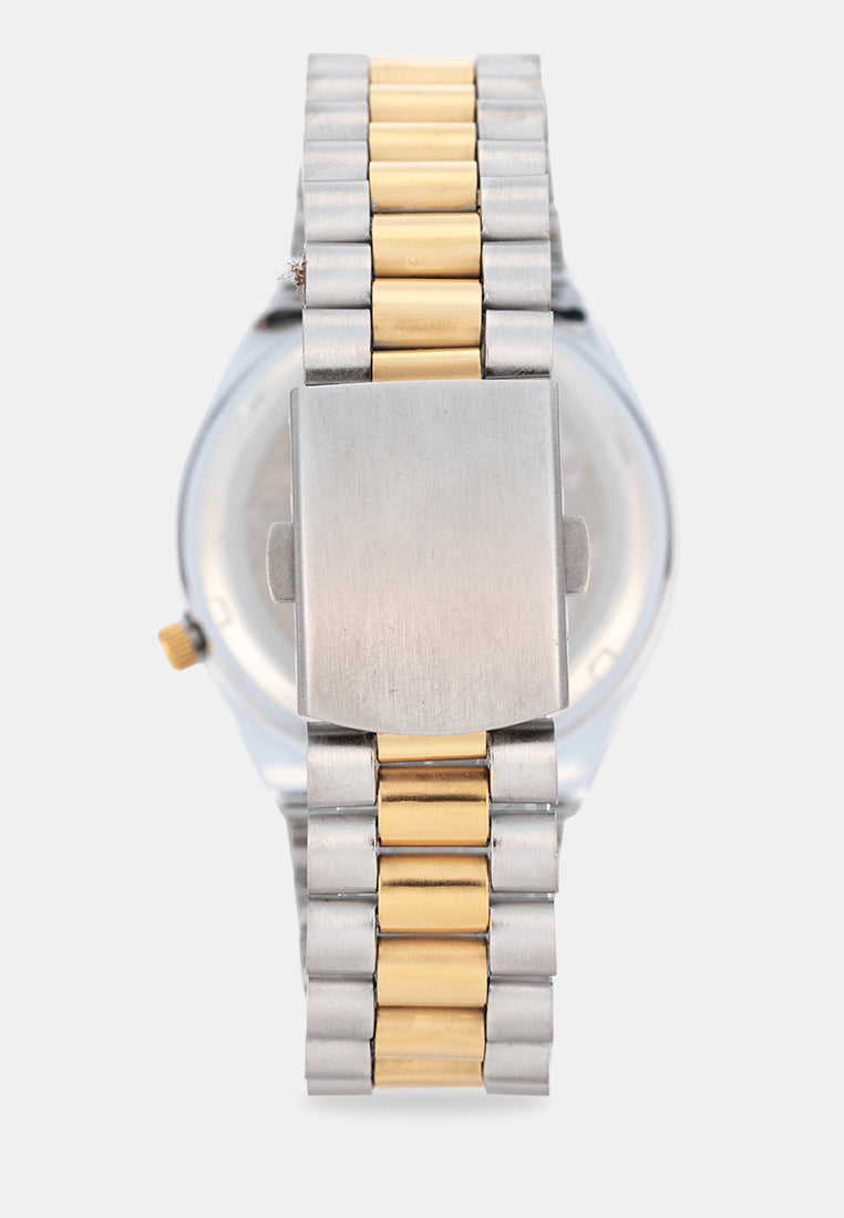 Valentino 20122584-TWO TONE-BLACK DIAL Analog Stainless Band Watch for Men-Watch Portal Philippines