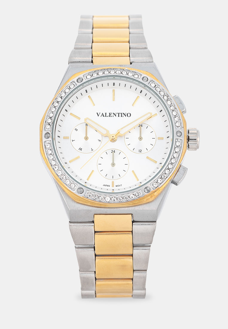 Valentino 20122587-TWO TONE-SILVER DIAL Analog Stainless Band Watch for Women-Watch Portal Philippines