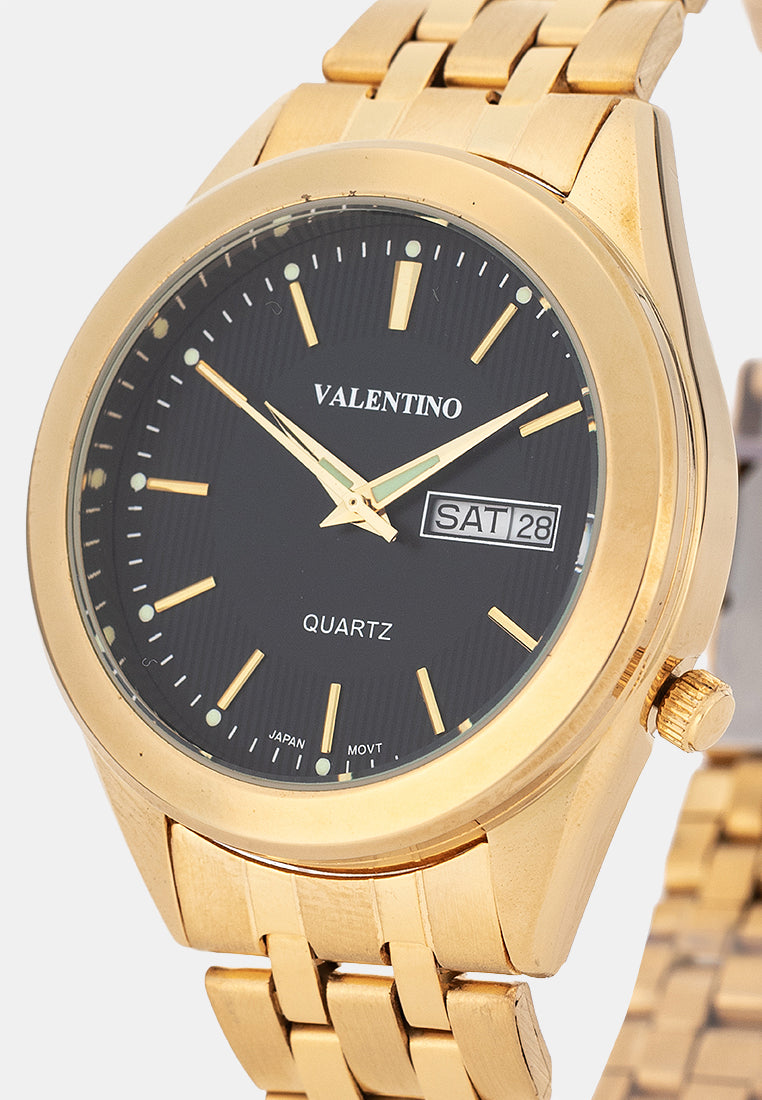 Valentino 20122590-GOLD-BLACK DIAL Analog Stainless Band Watch for Men-Watch Portal Philippines