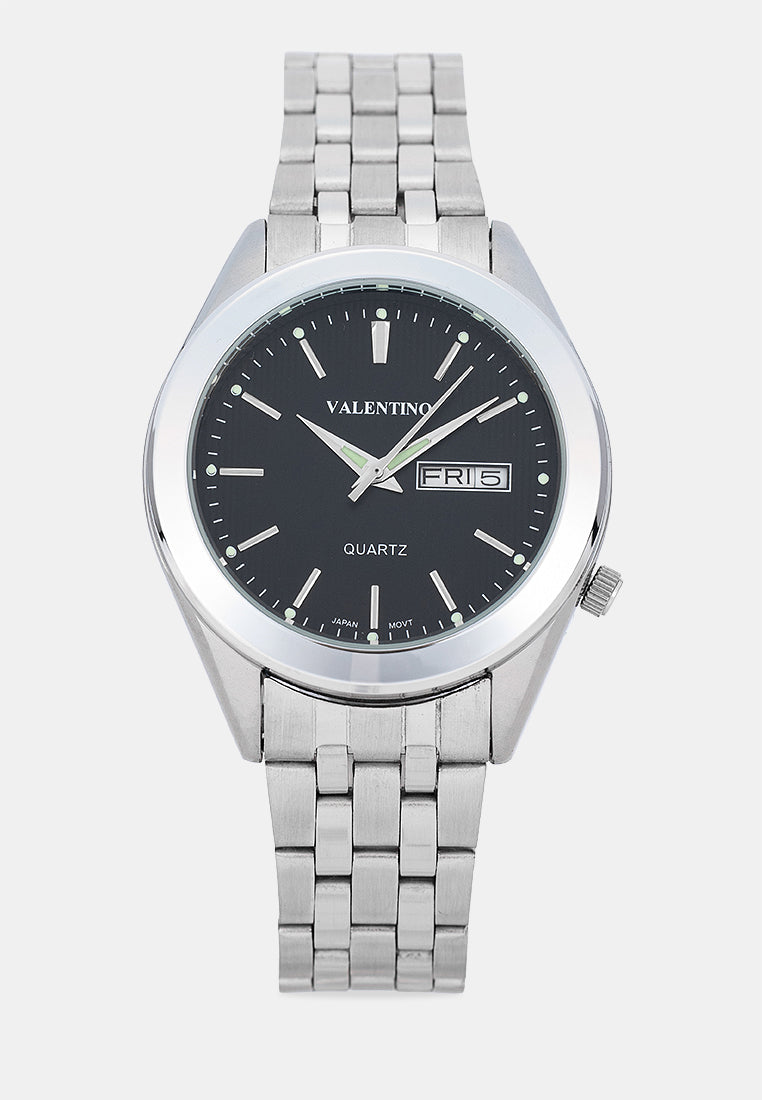 Valentino 20122591-BLACK DIAL Analog Stainless Band Watch for Men-Watch Portal Philippines