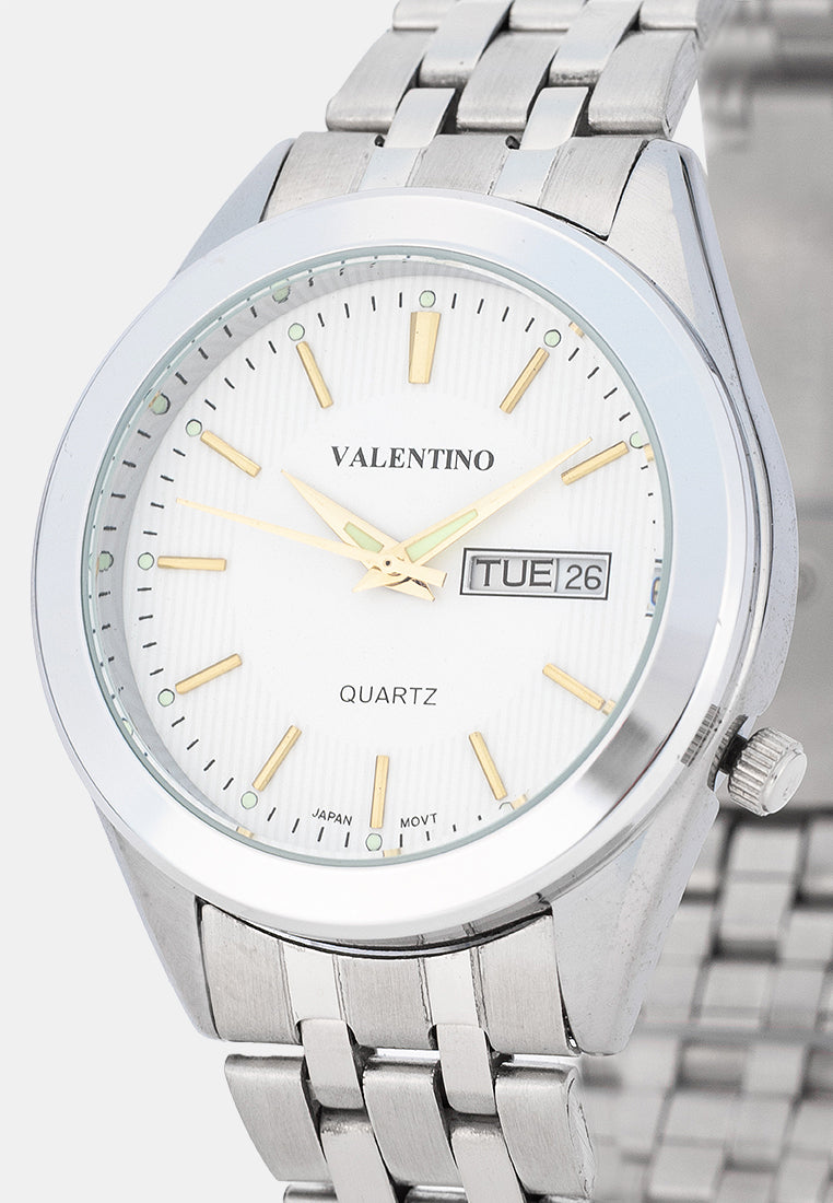 Valentino 20122591-WHITE DIAL-GOLD INDEX Analog Stainless Band Watch for Men-Watch Portal Philippines