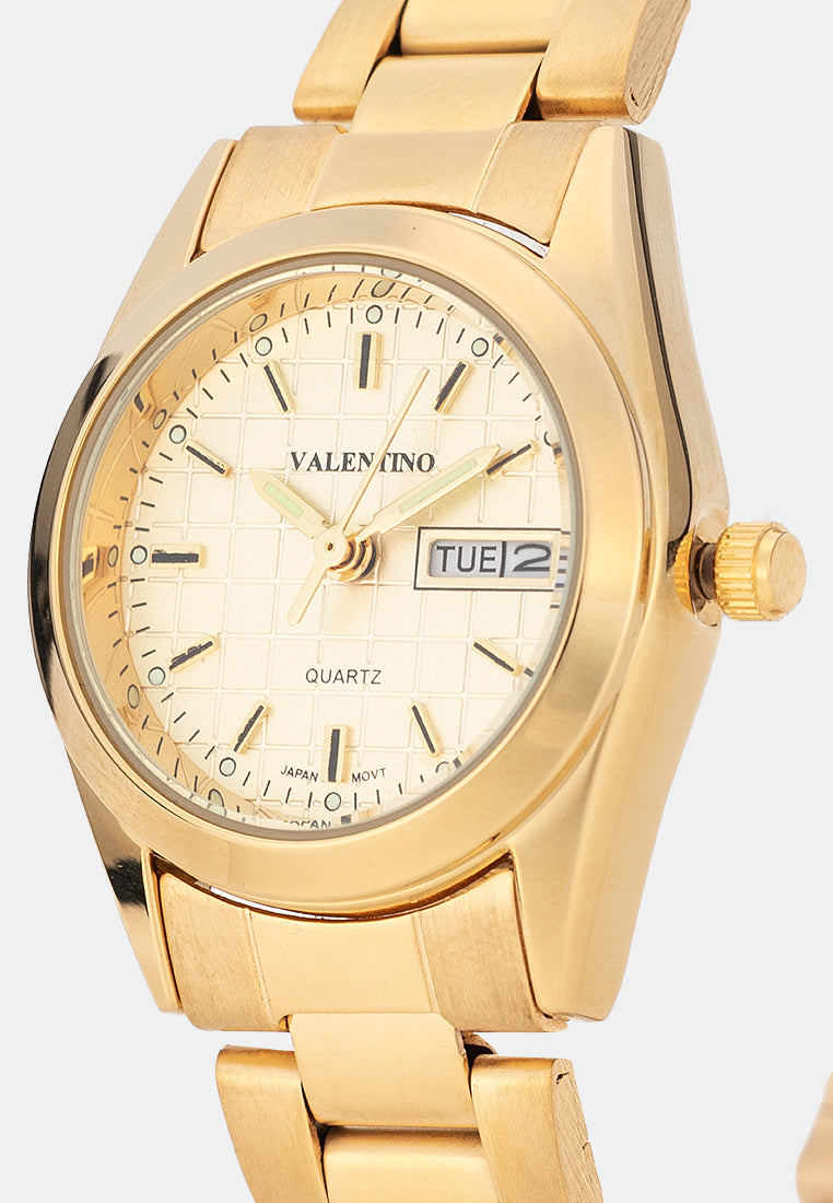 Valentino 20122592-GOLD-GOLD DIAL Analog Stainless Band Watch for Women-Watch Portal Philippines