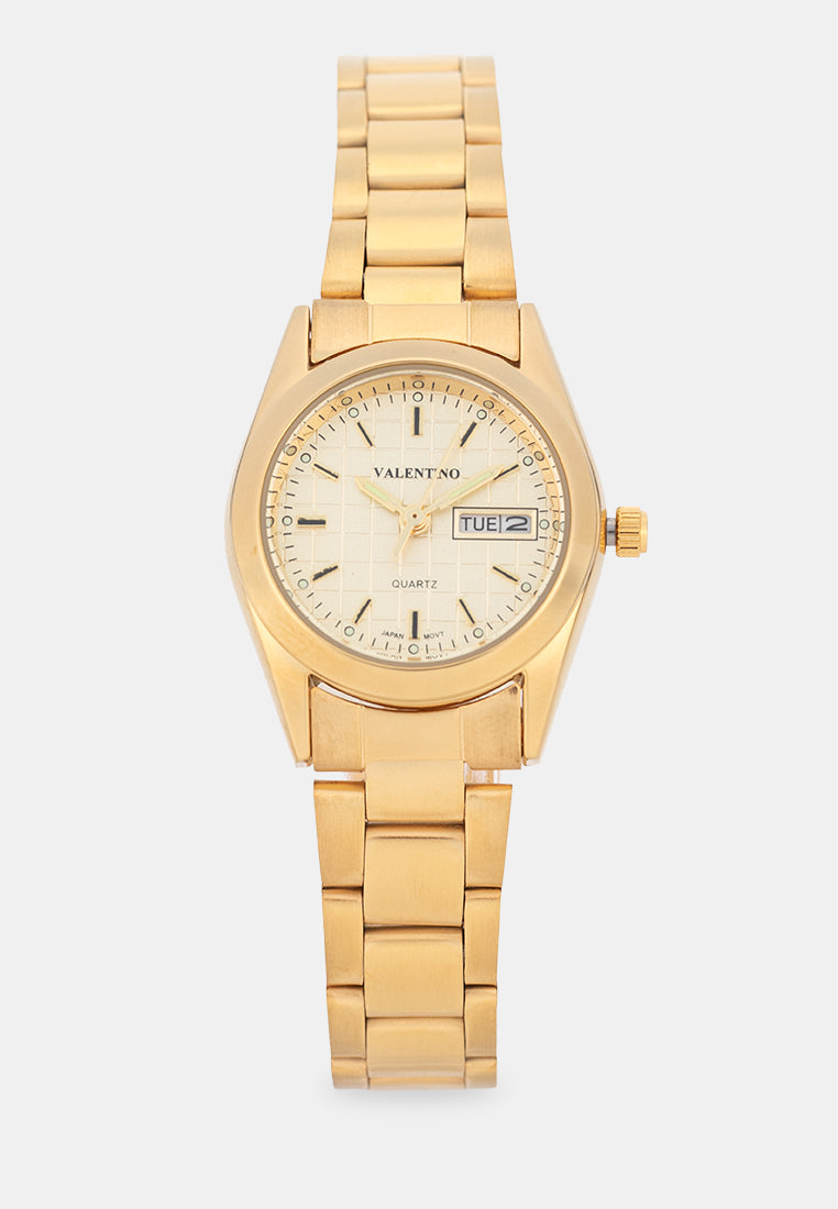 Valentino 20122592-GOLD-GOLD DIAL Analog Stainless Band Watch for Women-Watch Portal Philippines