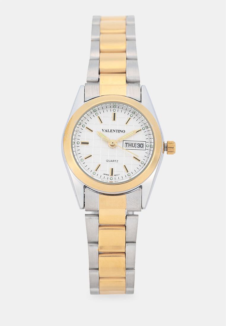 Valentino 20122592-TWO TONE-WHITE DIAL Analog Stainless Band Watch for Women-Watch Portal Philippines