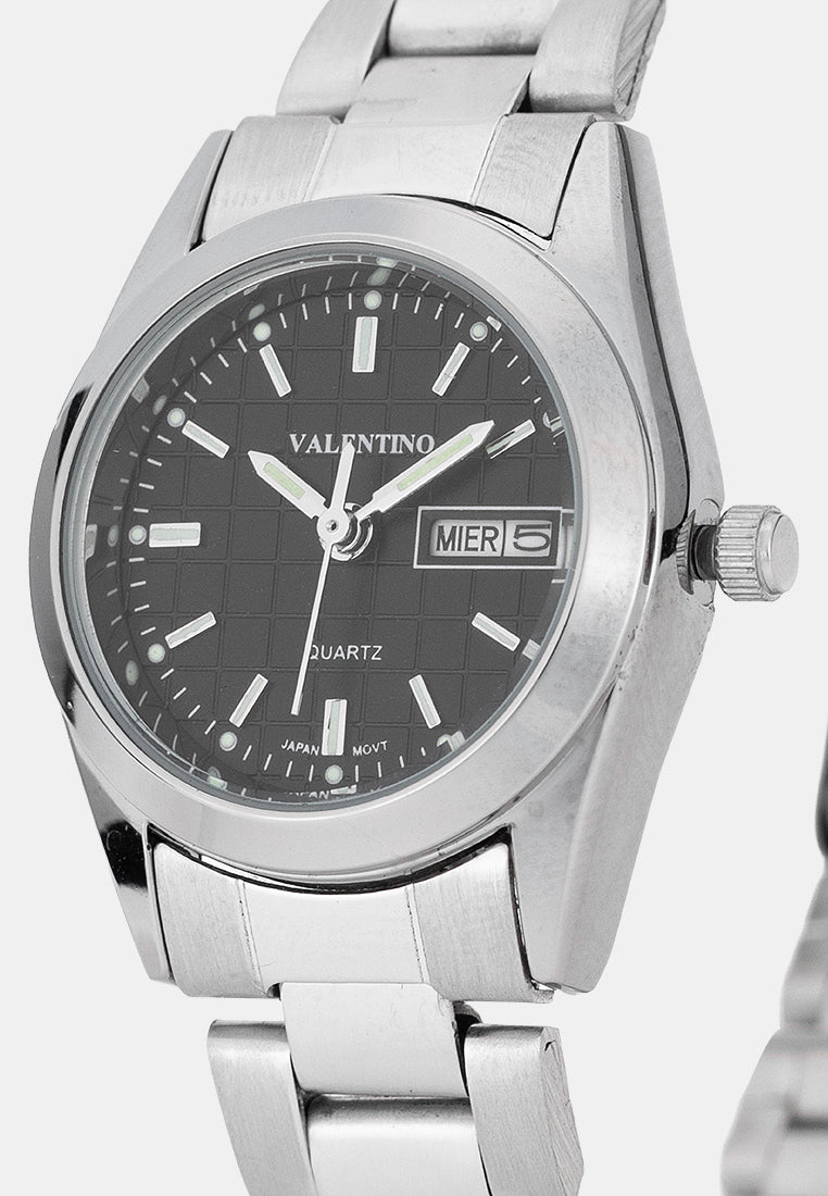 Valentino 20122593-BLACK DIAL Analog Stainless Band Watch for Women-Watch Portal Philippines