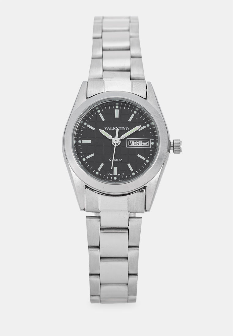 Valentino 20122593-BLACK DIAL Analog Stainless Band Watch for Women-Watch Portal Philippines
