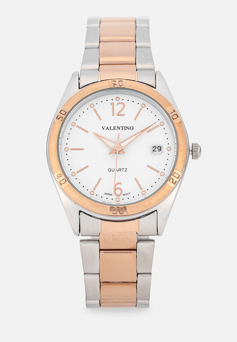 Valentino 20122594-TWO TONE-WHITE DIAL Analog Stainless Band Watch for Women-Watch Portal Philippines