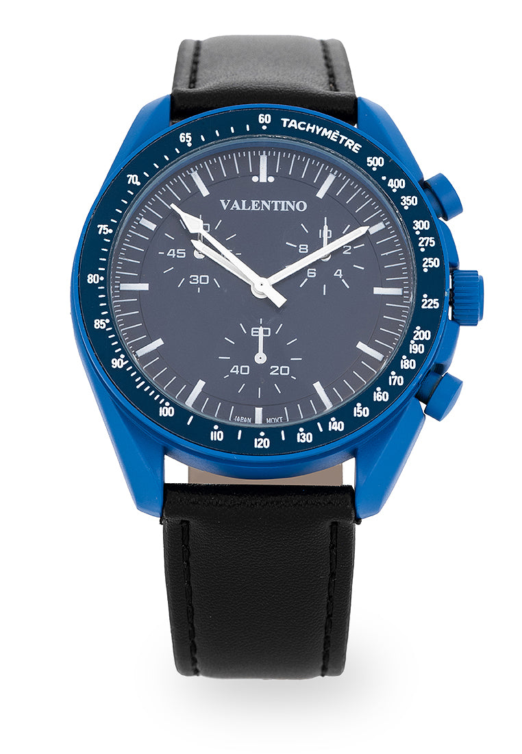 Valentino Rubber Strap Analog Watch for Men 20122494-BLK STRAP-BLUE DIAL-Watch Portal Philippines