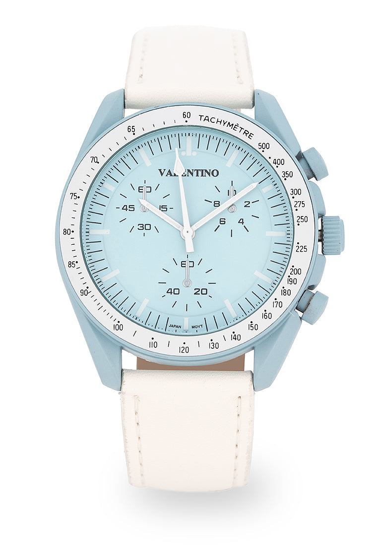 Valentino Rubber Strap Analog Watch for Men 20122494-WHT STRAP-L BLUE DIAL-Watch Portal Philippines