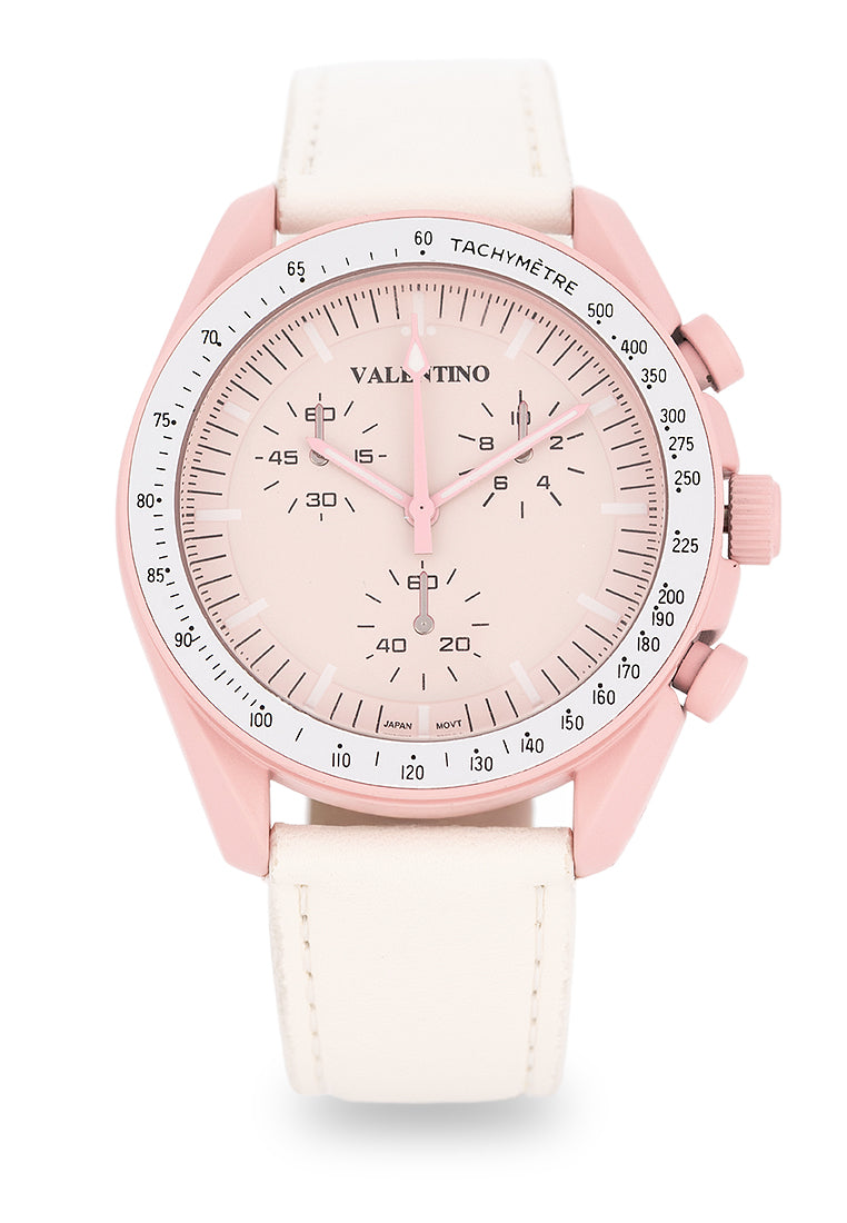 Valentino Rubber Strap Analog Watch for Men 20122494-WHT STRAP-PINK DIAL-Watch Portal Philippines