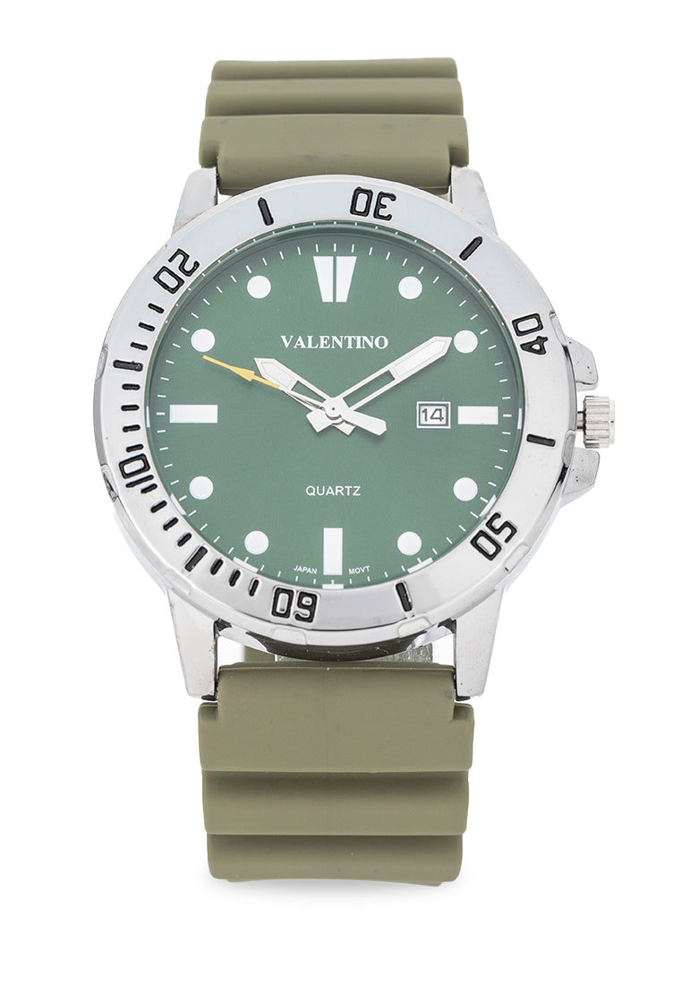 Valentino Rubber Strap Analog Watch for Men 20122530-GRN STRAP-GREEN DIAL-Watch Portal Philippines