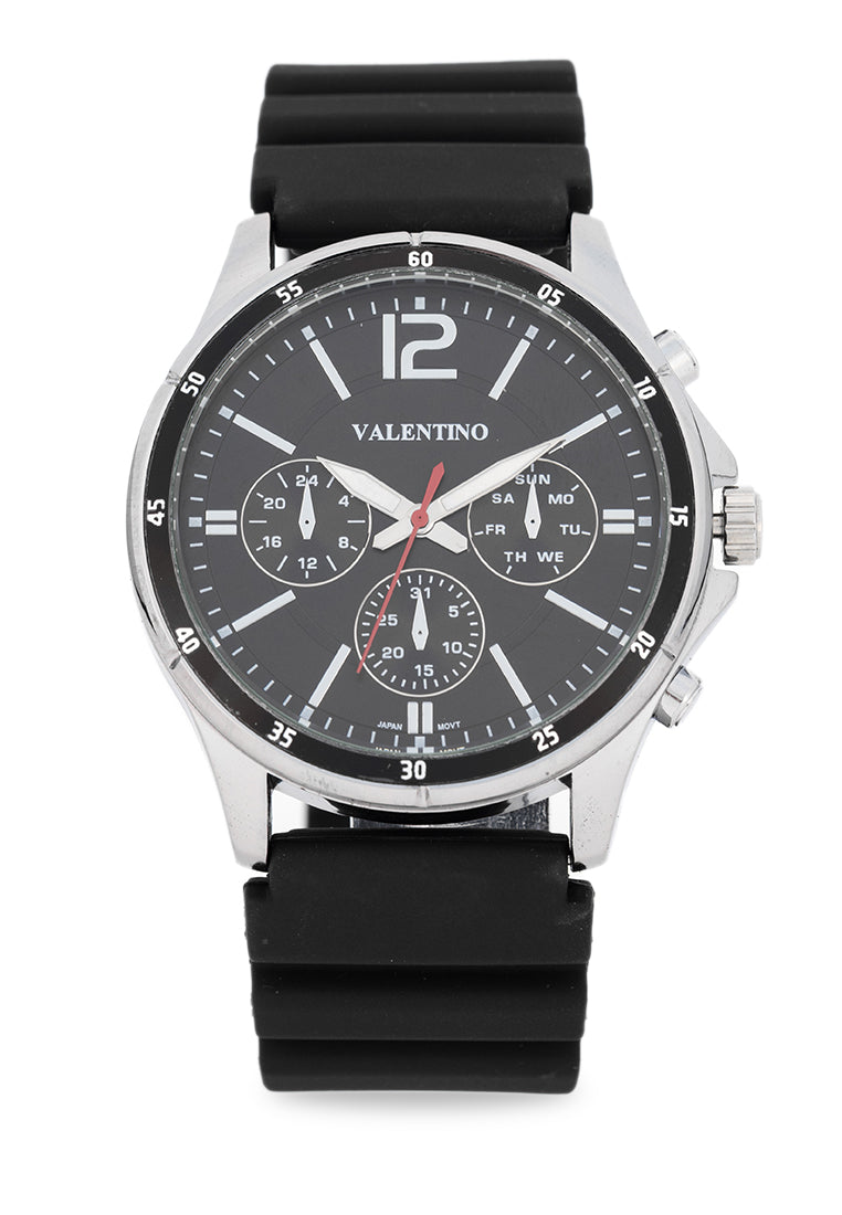 Valentino Rubber Strap Analog Watch for Men 20122533-BLACK STRAP-Watch Portal Philippines