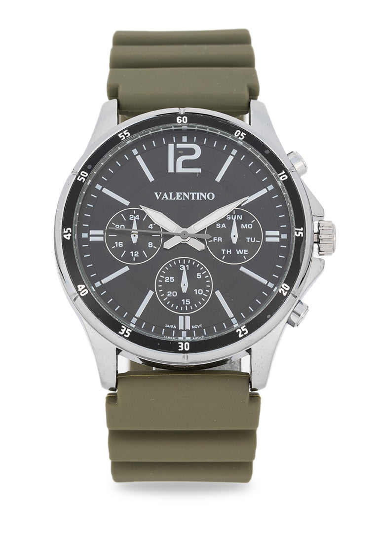 Valentino Rubber Strap Analog Watch for Men 20122533-GREEN STRAP-Watch Portal Philippines