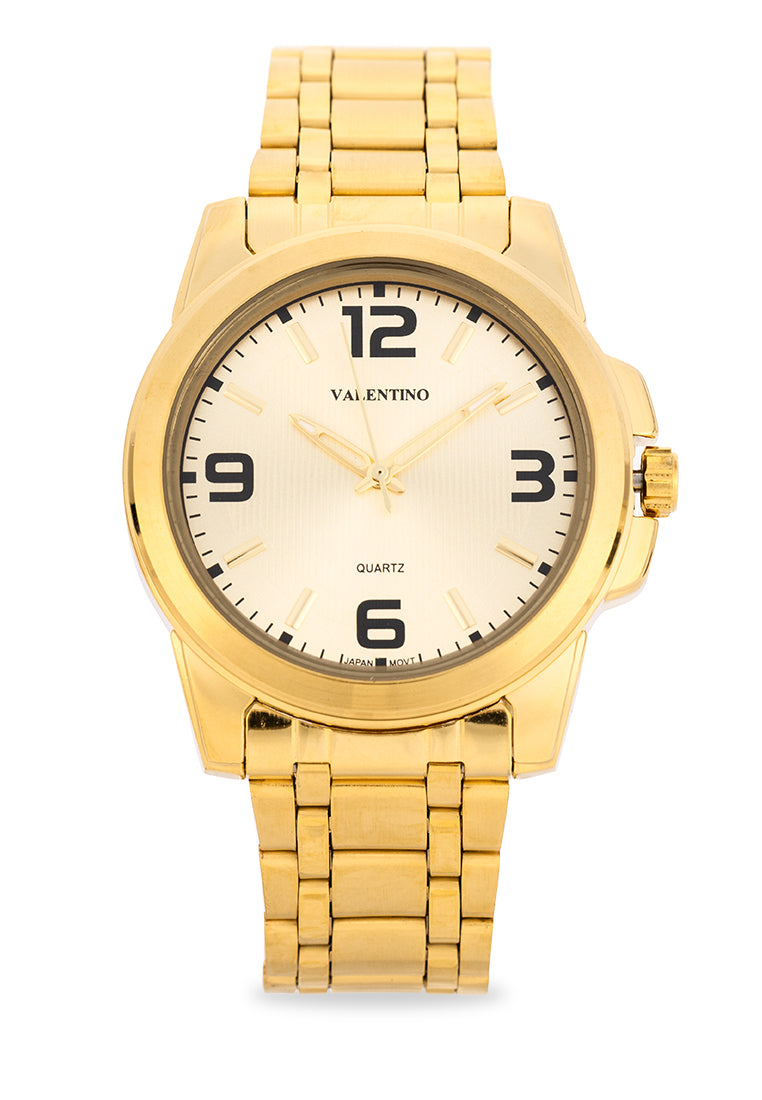 Valentino Stainless Steel Strap Analog Watch for Men 20121952-GOLD - GOLD DIAL-Watch Portal Philippines