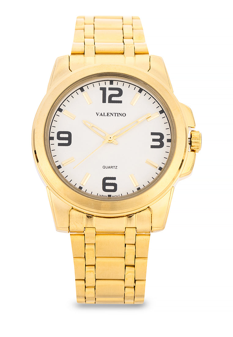 Valentino Stainless Steel Strap Analog Watch for Men 20121952-GOLD - WHITE DIAL-Watch Portal Philippines